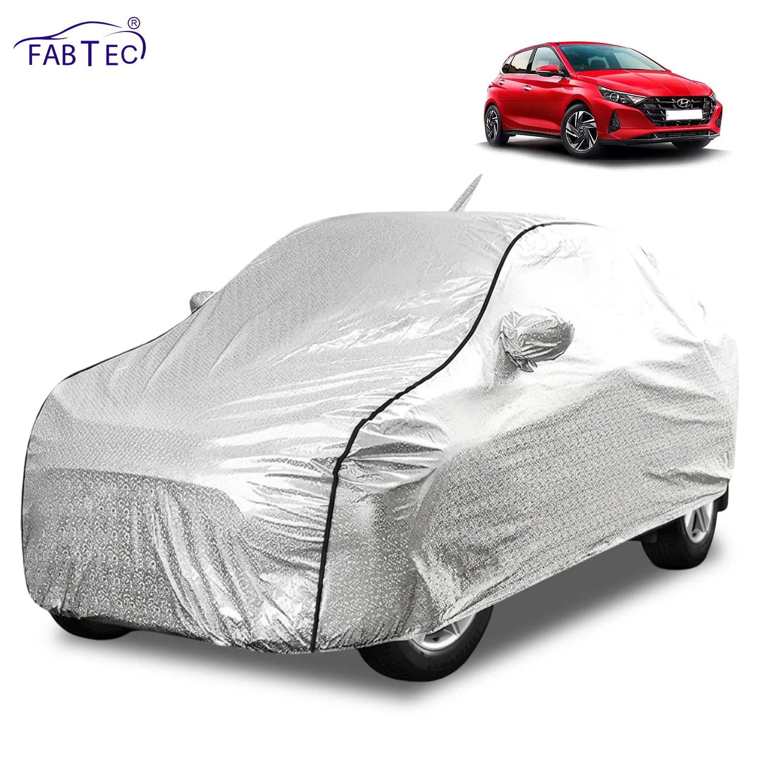 FABTEC Waterproof Metallic Silver Car Body Cover For Hyundai  i20 2020 - 2026