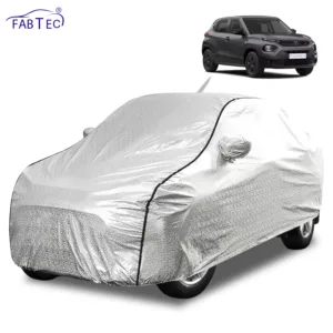 FABTEC Waterproof Metallic Silver Car Body Cover For Tata  Punch Rear Antenna 2021 – 2024