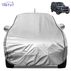 FABTEC Waterproof Metallic Silver Car Body Cover For Mahindra  Scorpio Classic 2021 - 2026