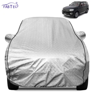 FABTEC Waterproof Metallic Silver Car Body Cover For Mahindra  Scorpio N 2022 - 2026