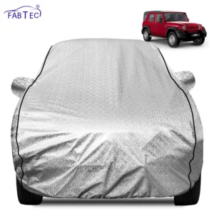 FABTEC Waterproof Metallic Silver Car Body Cover For Mahindra  Thar 2018 - 2026