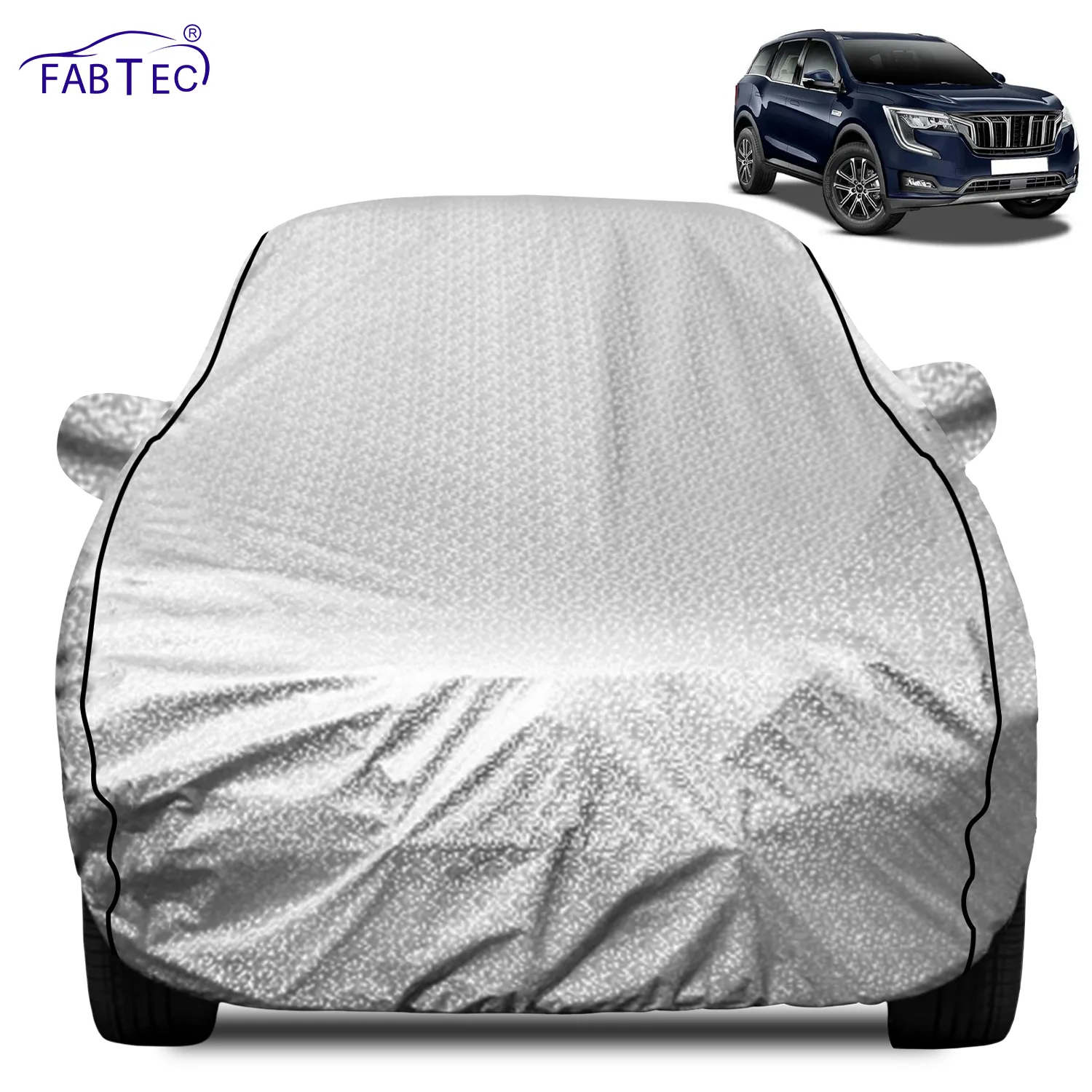 FABTEC Waterproof Metallic Silver Car Body Cover For Mahindra  XUV 700 2021 - 2026