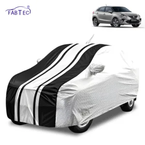 FABTEC Waterproof Silver & Black Stripes Car Body Cover for Toyota Glanza 2022 – 2026
