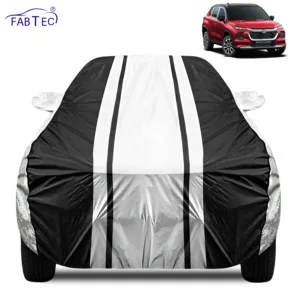 FABTEC Waterproof Silver & Black Stripes Car Body Cover for Maruti Suzuki Grand Vitara 2022 – 2026