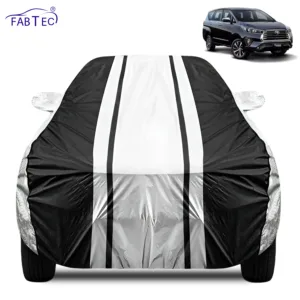 FABTEC Waterproof Silver & Black Stripes Car Body Cover for Toyota Innova Crysta 2020 – 2026