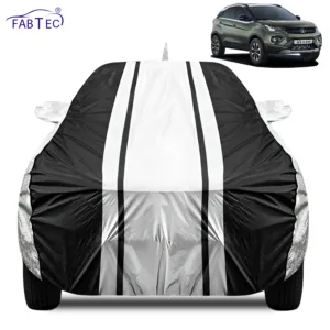 FABTEC Waterproof Silver & Black Stripes Car Body Cover for Tata Nexon 2020 – 2023