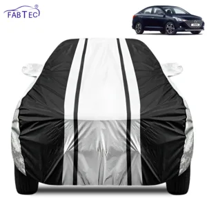 FABTEC Waterproof Silver & Black Stripes Car Body Cover for Hyundai Verna 2020 – 2023