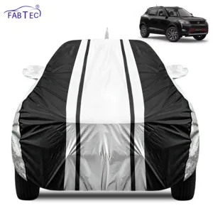 FABTEC Waterproof Silver & Black Stripes Car Body Cover for Mahindra XUV 300 2023 – 2026