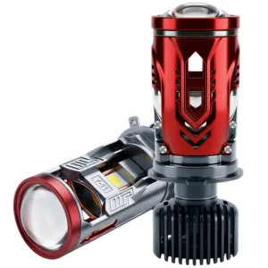Fabtec Y11 Pro H4 LED Ultra Bright Headlight Bulb with Mini Projector Lens 200W 20,000LM – 6000K Super Bright Pure White Dual Beam for Cars with H4 Socket, High Power Headlamp Projector